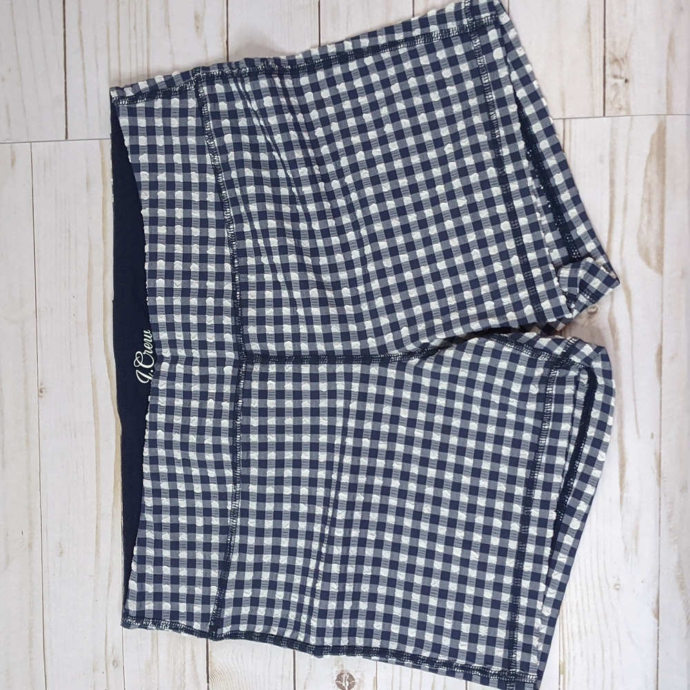 J. Crew Women's High Rise Pull On Checkered Stretch Shorts M